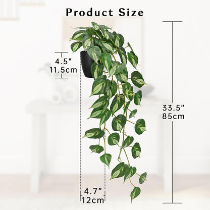 Artificial Pothos Ivy Plant with Pot Artificial Light Green Leaves Featuring for Home Shelf Decor