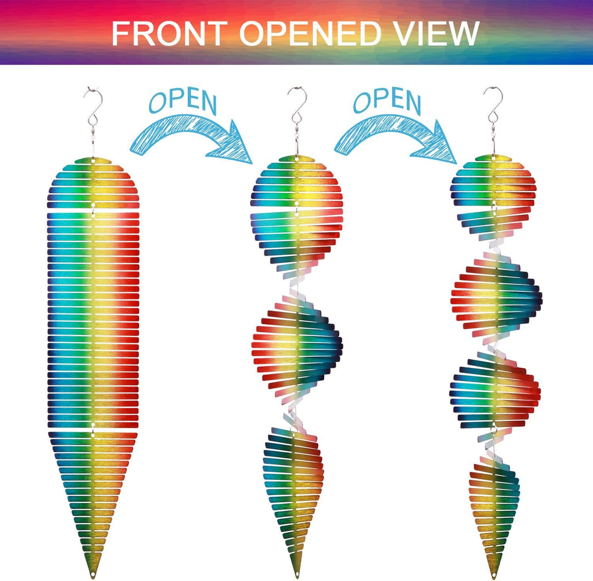 SPRING SONG Rainbow Helix Kinetic Wind Spinner for Yard and Garden Wind Spinner Outdoor Stainless