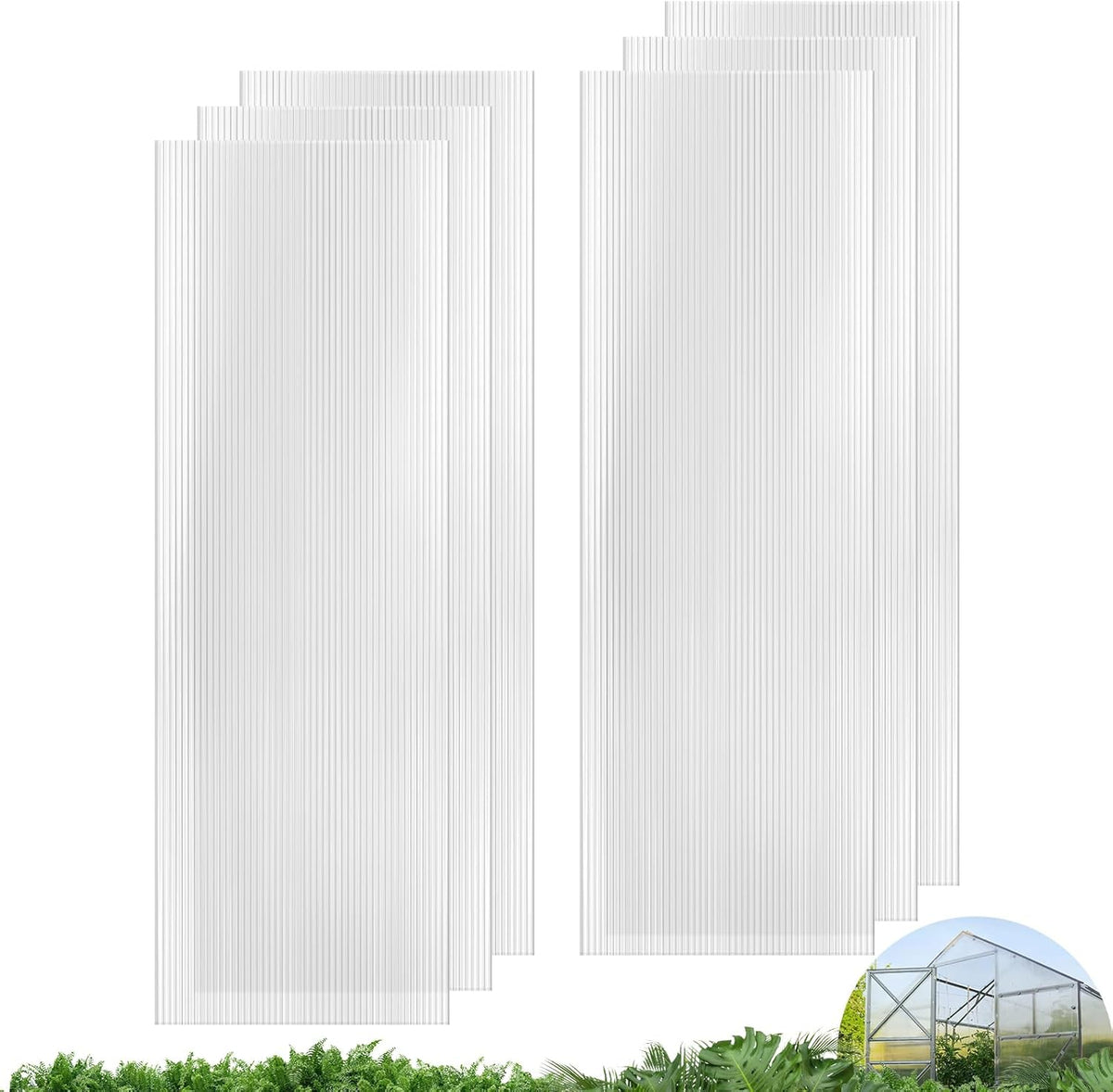 UMIG 6 PCS 6' x 2' x 0.32'' Polycarbonate Greenhouse Panels, Twin-Wall Waterproof UV Protected