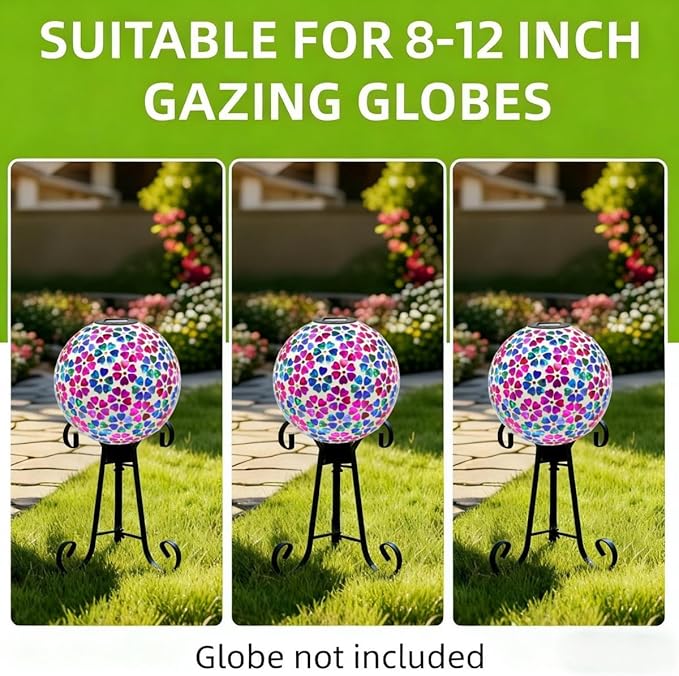 VOREEN 10-Inch Metal Gazing Ball Stand for 8-12 Inch Garden Globe, Outdoor Decor Garden Yard