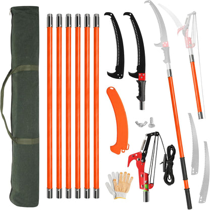 Outvita Manual Pole Saw, 26 Feet Extendable Tree Pruner with Knives and Storage Pocket, Sharp Steel