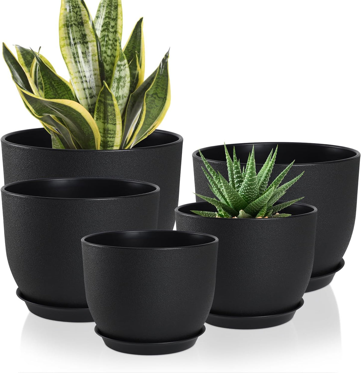 Plant Pots 10/9/8/7.5/7 inch Set of 5,Flower Pots with Multi Mesh Drainage Holes, Large Planters