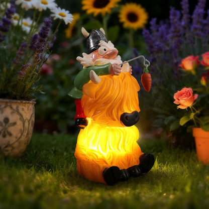 Garden Gnome Statue Highland Cow Gift,Yard Patio Balcony Outdoor Decor Solar Light Figurine