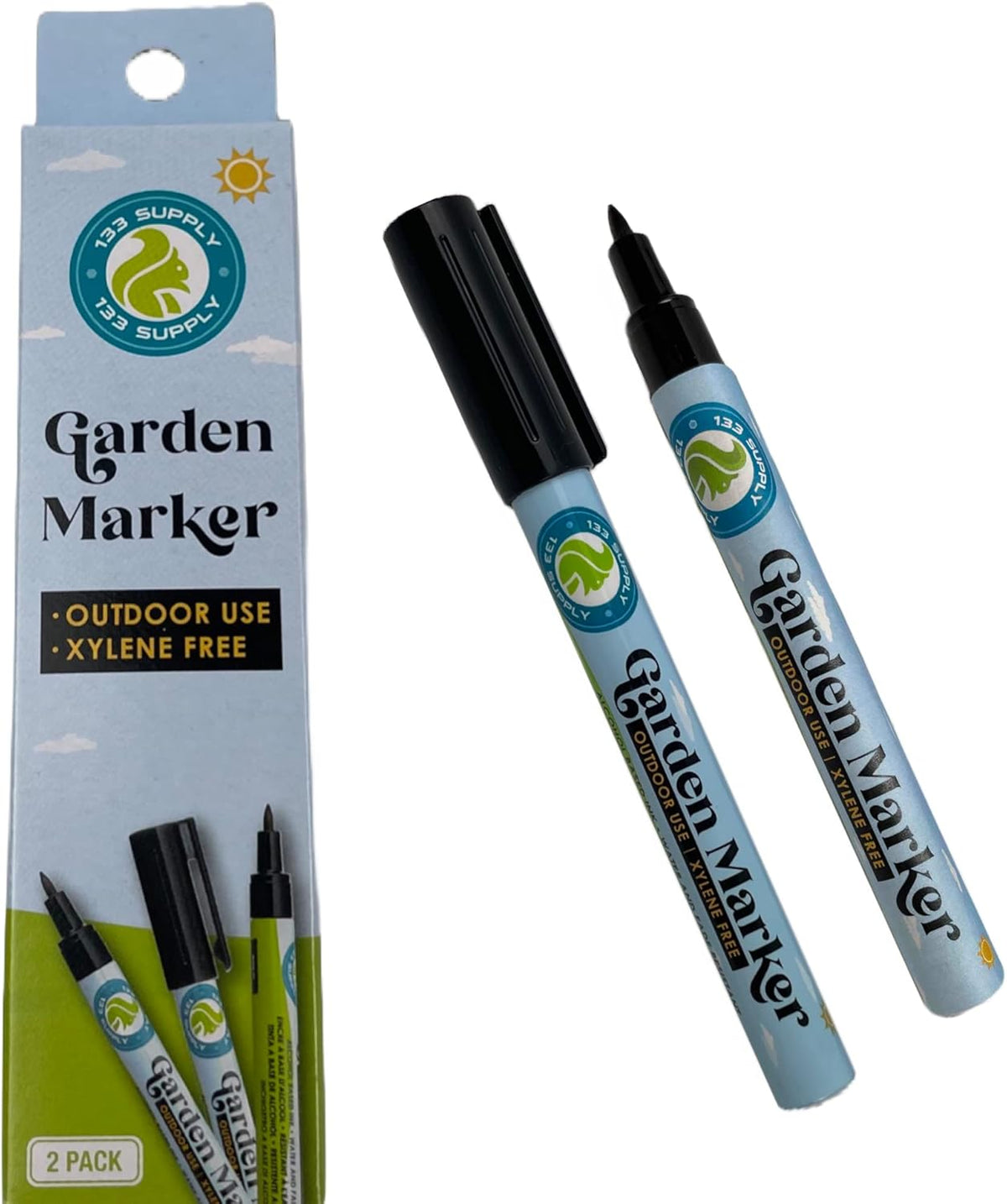 2 Pack Garden Marker Pen Permanent Markers Black (UV Fade Resistant Marker Pens for Plant Markers