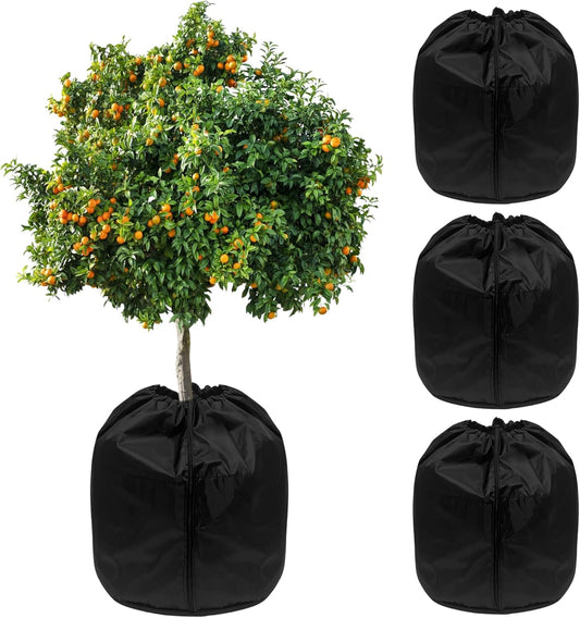 4 Pack Plant Winter Protection Pot with Drawstring and Zipper,17.7" x19.7"Plant Pot Covers,Flower