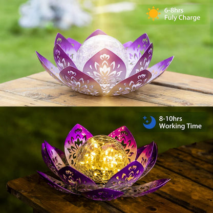 Huaxu Solar Garden Lights Outdoor Decorative - Bright Lotus Flower Table Lamp, Waterproof Solar
