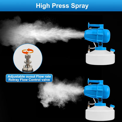 5L (1.3 Gallon) Electric ULV Fogger Sprayer Machine with 3 Nozzles, Portable Cold Fogger with