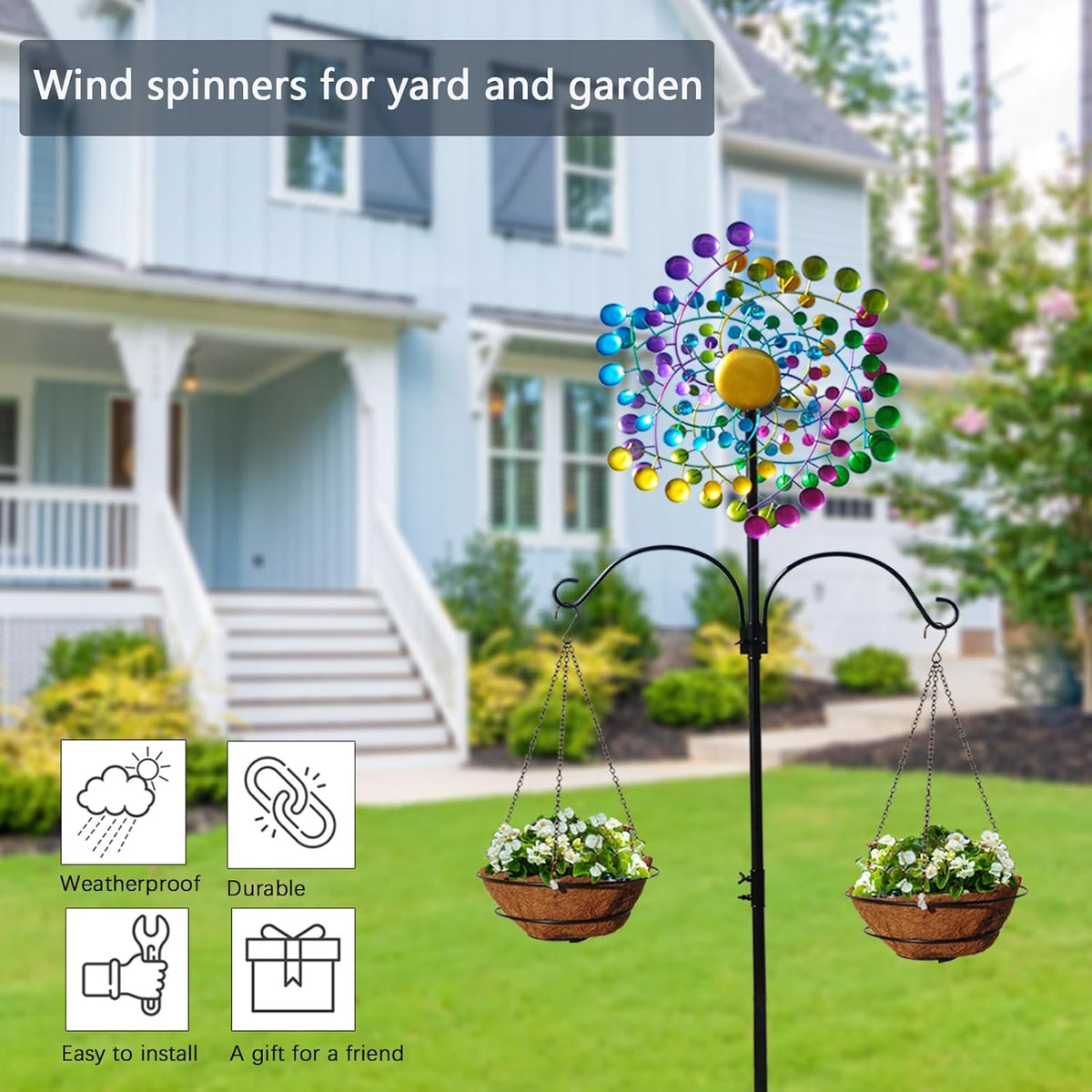 Wind Spinners Large Metal Outdoor Windmill Garden Spinner Yard Spinners Kinetic Lawn Art Patio Wind