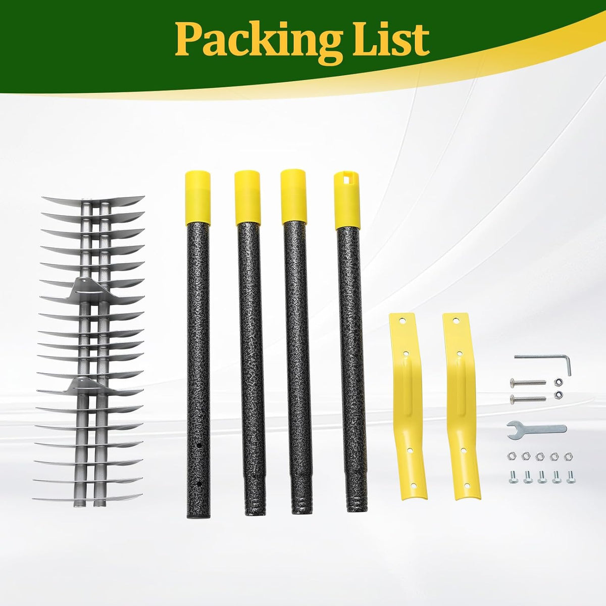 Thatch Rake,Cold-Pressed Steel Dethatcher Rake - 56 inch Adjustable Handle, Ergonomic Grip