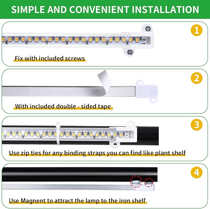 Two Strip Growing Lamp 2-Pack for Indoor Plants, 3500K Full Spectrum LED Grow Light Strips with