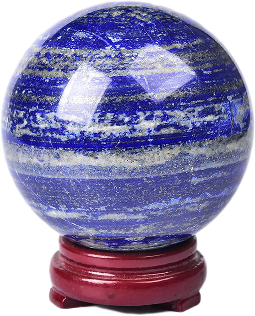 JIC Gem Large Blues Crystal Sphere with Stand Lapis Lazuli Quartz Crystal Ball Sphere Gemstone