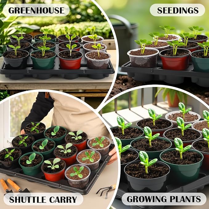 12 Cell Round Nursery Pot Trays Thickened Durable Seedling Pots Shuttle Carrying Trays for Holding