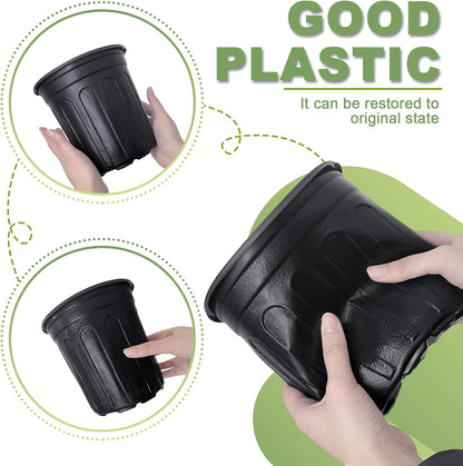 Anyumocz 60 Pcs 1 Gallon Flexible Plant Nursery Pots,Thickened Soft Plastic Seedling Pot with