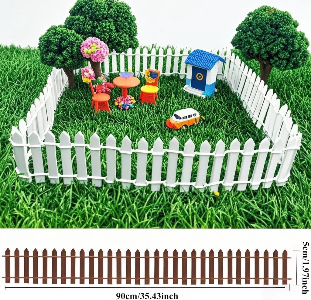 Miniature Fairy Garden Fence 35 Inches,Fairy Garden Accessories Outdoor Wood Picket Fence,DIY