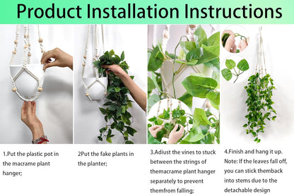 Fake Hanging Plants Artificial Plants for Home Decor Macrame Plant Hanger with Fake Vines Faux