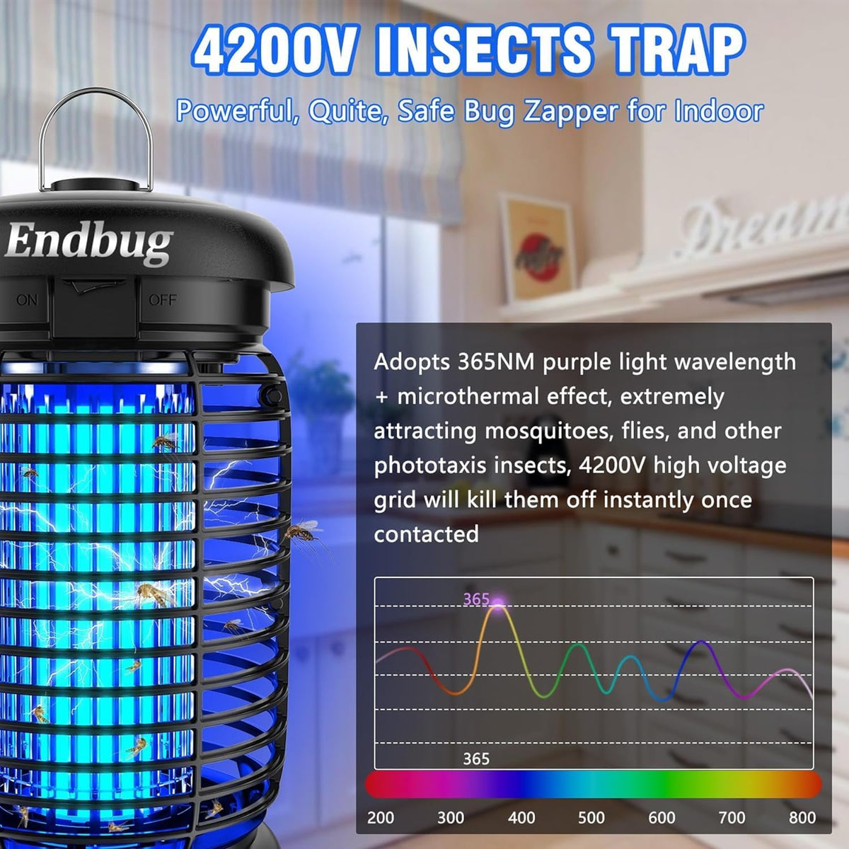 Endbug Bug Zapper, Bug Zapper Outdoor Indoor with LED Light, Electric Mosquito Zapper Fly Zapper