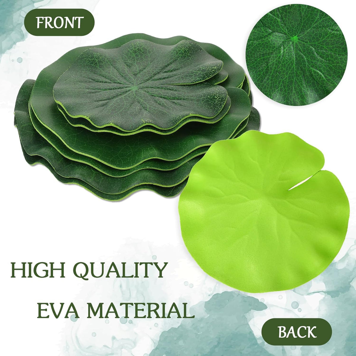 6Pcs Fake Lily Pads, 3 Sizes Floating Artificial Lily Pads Decorations, Realistic Pond Plants Decor