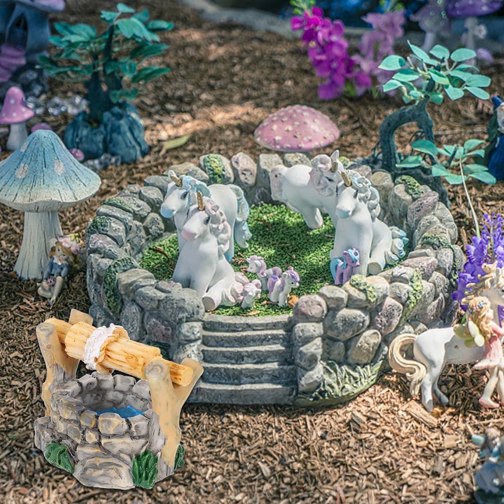 Garneck 24pcs Miniature Well Ornaments Fairy Garden Crafts Micro Statues for Scene Decor and