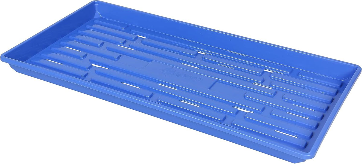 SUNPACK 10" x 20" Heavy Duty Shallow Plastic Seed Starting Tray, Blue, 1" (Pack of 30) - Lined with
