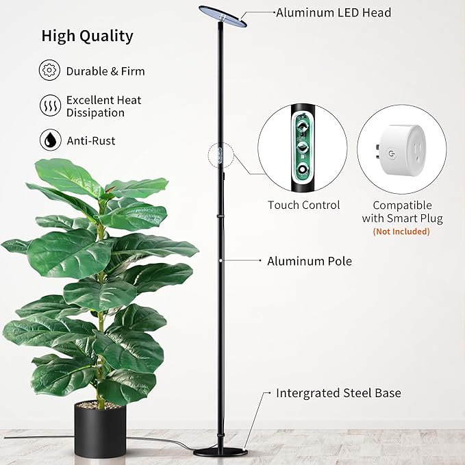 chiphy Grow Lights, 85" Full Spectrum Plant Light for Indoor Plants, 40W Grow Lamp, 10 Dimmable