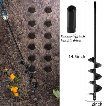TCBWFY Auger Drill Bit 2x14.6inch Garden Plant Flower Bulb Auger Rapid Planter Bulb & Bedding Plant