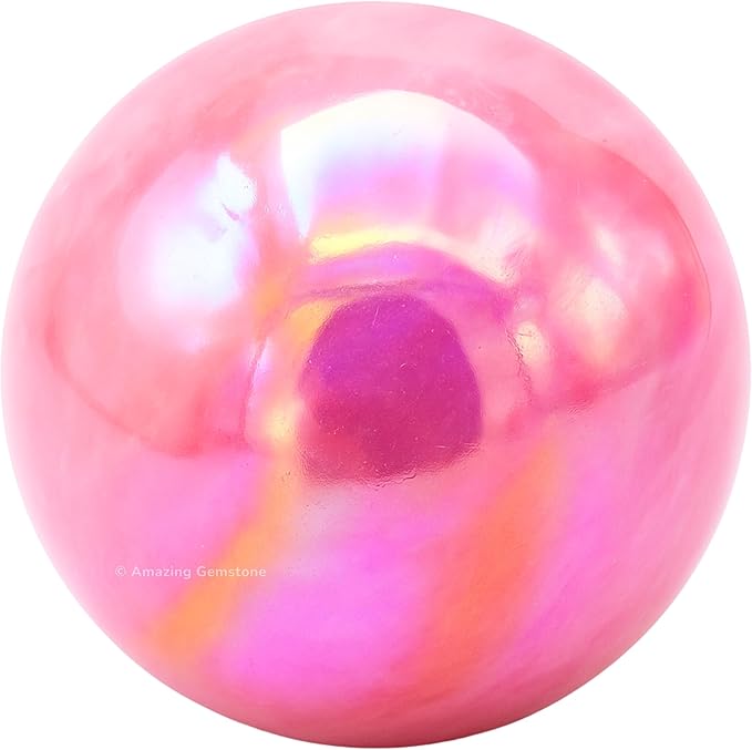 Amazing Gemstone Angel Aura Rose Quartz Crystal Ball with Stand - 2" Inches Crystal Sphere