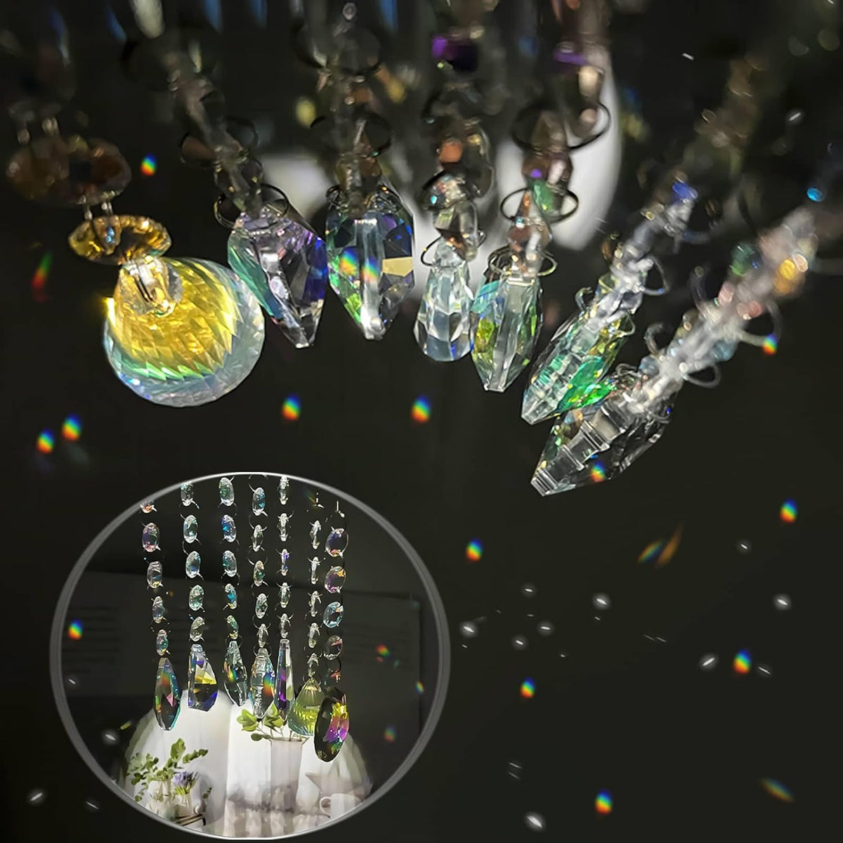Sun Catchers with Crystals, 7 Pcs Hanging Crystals Suncatchers for Windows, Colored Suncatchers