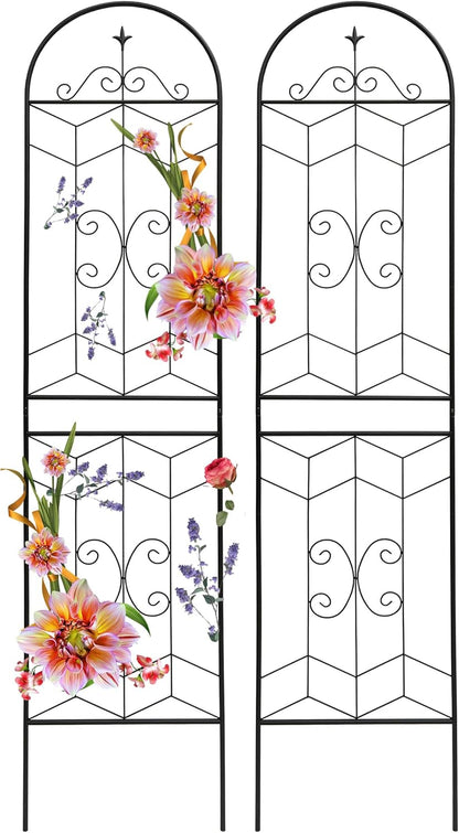 2 Pack 87x20in Garden Trellises with Black Metal Coating, Trellis for Climbing Plants Outdoor