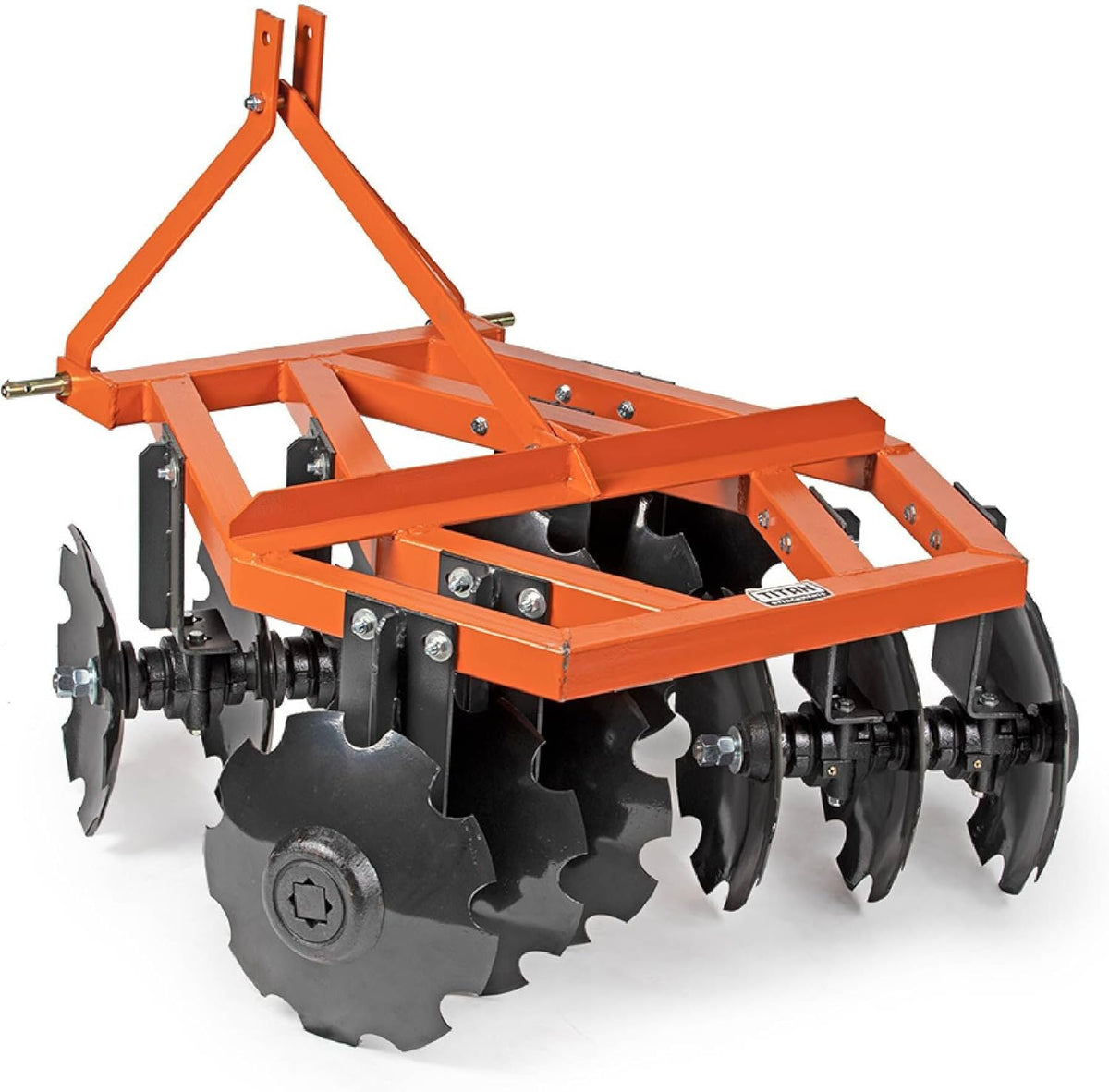 Titan Attachments 3 Point 4ft Notched Disc Harrow Plow Attachment for Cat 1 Tractors, Concave Discs