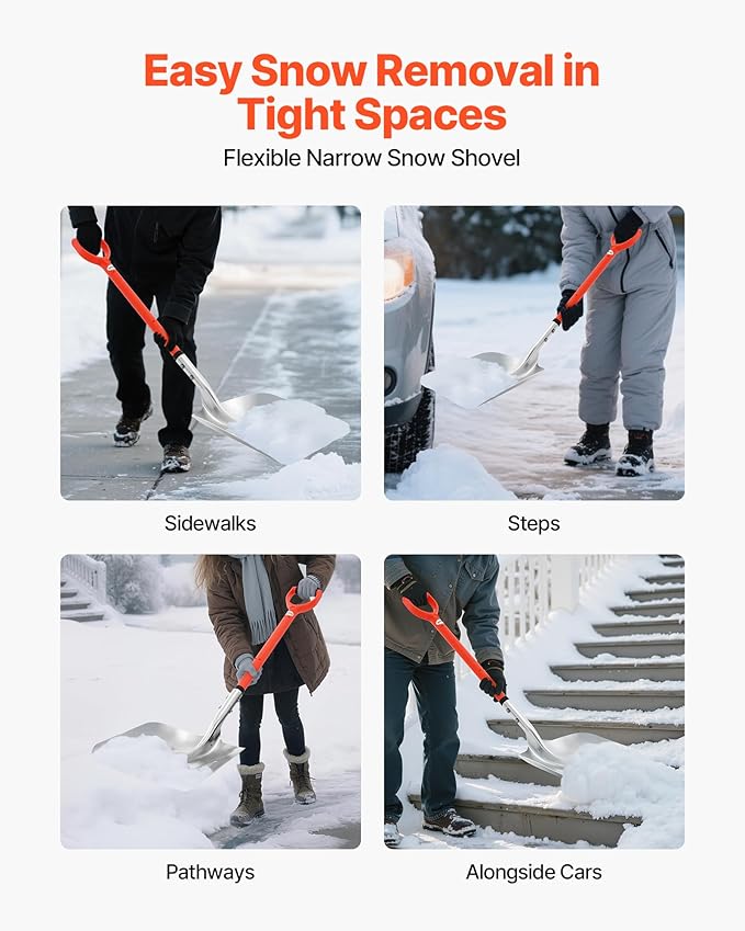 VEVOR Snow Shovel for Driveway, 14 in Wide Aluminum Alloy Snow Shovel with D-Shaped Handles, Large