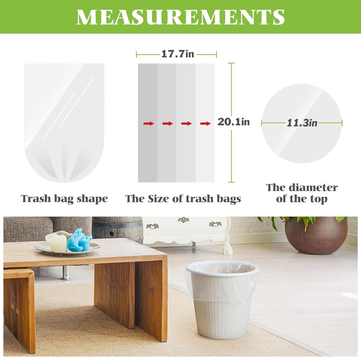 2.6 Gallon 220 Counts Strong Trash Bags Garbage Bags by Teivio, Bathroom Trash Can Bin Liners