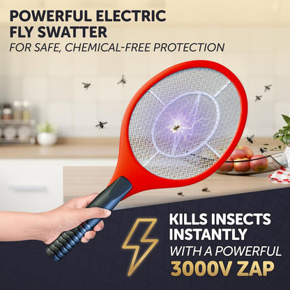 Upgraded Bug Zapper Racket 2025- Big Electric Fly Swatter & Mosquito Zapper for Indoor/Outdoor