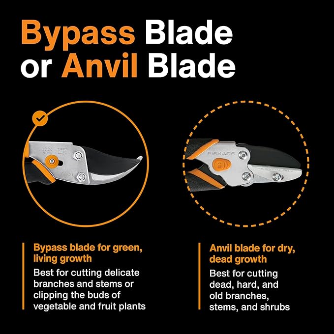 Fiskars Bypass Pruning Shears, 5/8-Inch Cut Capacity Garden Clippers, Gardening Scissors with