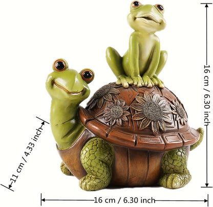 Frog Garden Statues Outdoor Decor, Resin Turtle Frogs Garden Animal Statue Waterproof, Outside Frog