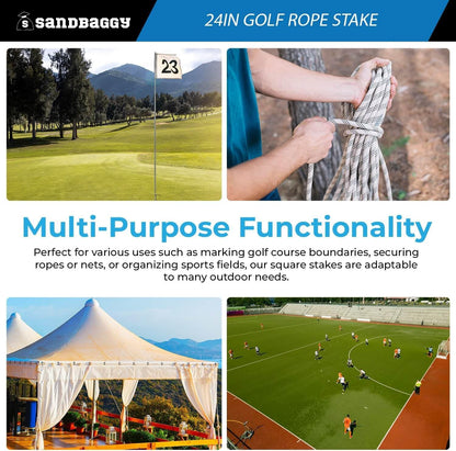 24" Golf Rope Stake - Square Stake (UV Resistant) (24 inch, 2, Count)