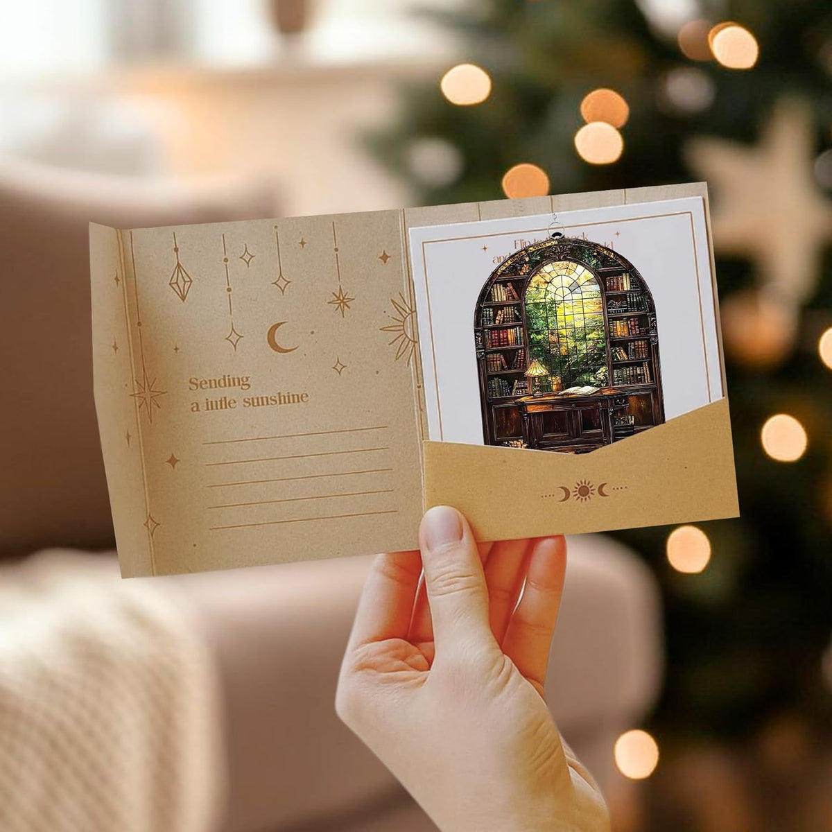 Library Books Bookish Acrylic Suncatcher Stained Glass Effect Window Car Hanging Christmas Ornament