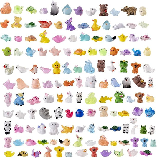 140 Pack Mini Animals Tiny Duck，Cow，Bee Figurines Bulk for Miniature Dollhouse Decor Accessories