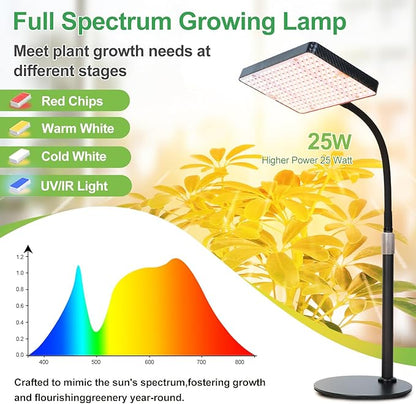 25W Table Top Grow Lights for Indoor Plants, Seed Starting, Bonsai with Timer Auto On/Off, 2500