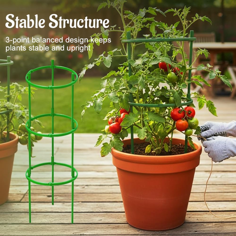 Plant Support Stakes, 2025 Upgraded Tomato Cages for Garden, Garden Flower Stakes, Round Plants