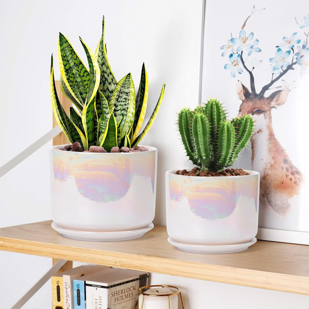 EFISPSS Plant Pots, 4+5+6 Inch Pots for Indoor Plants,Ceramic Planter Pot with Drainage Hole,Flower