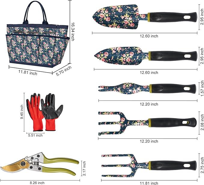 Garden Tool Set, 25Pcs Heavy Duty Floral Garden Tools, Aluminum Rust-Proof Gardening Kit with