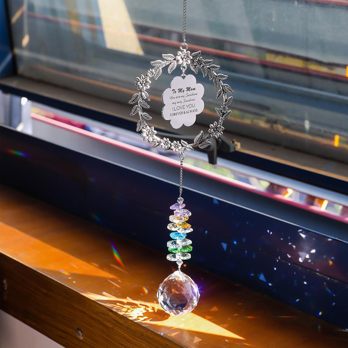 Gifts for Mom, I Love You Sun Catcher for Mother Birthday, Mother's Day Crystal Suncatcher for