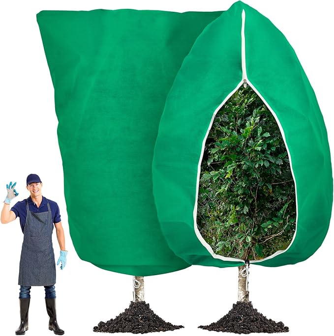 2 Pcs Plant Covers Freeze Protection Extra Large Frost Cloth Plant Covers with Zipper Drawstring