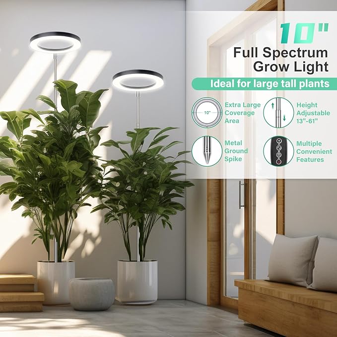 LORDEM 10" Full Spectrum Plant Light, 160 LEDs Large Grow Light for Indoor Tall Plants, Growing