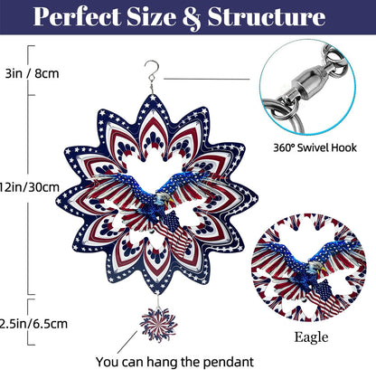 Eagle Wind Spinners for Yard and Garden,Wind Spinner Hanging,3D Metal Wind Catchers,12in American