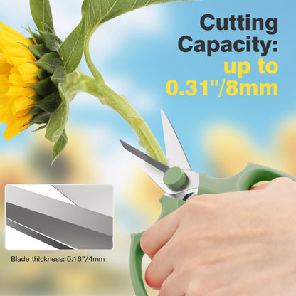Housolution Flower Scissors, Strong Floral Shears,3PCS Premium Steel Garden Pruning Shears Floral