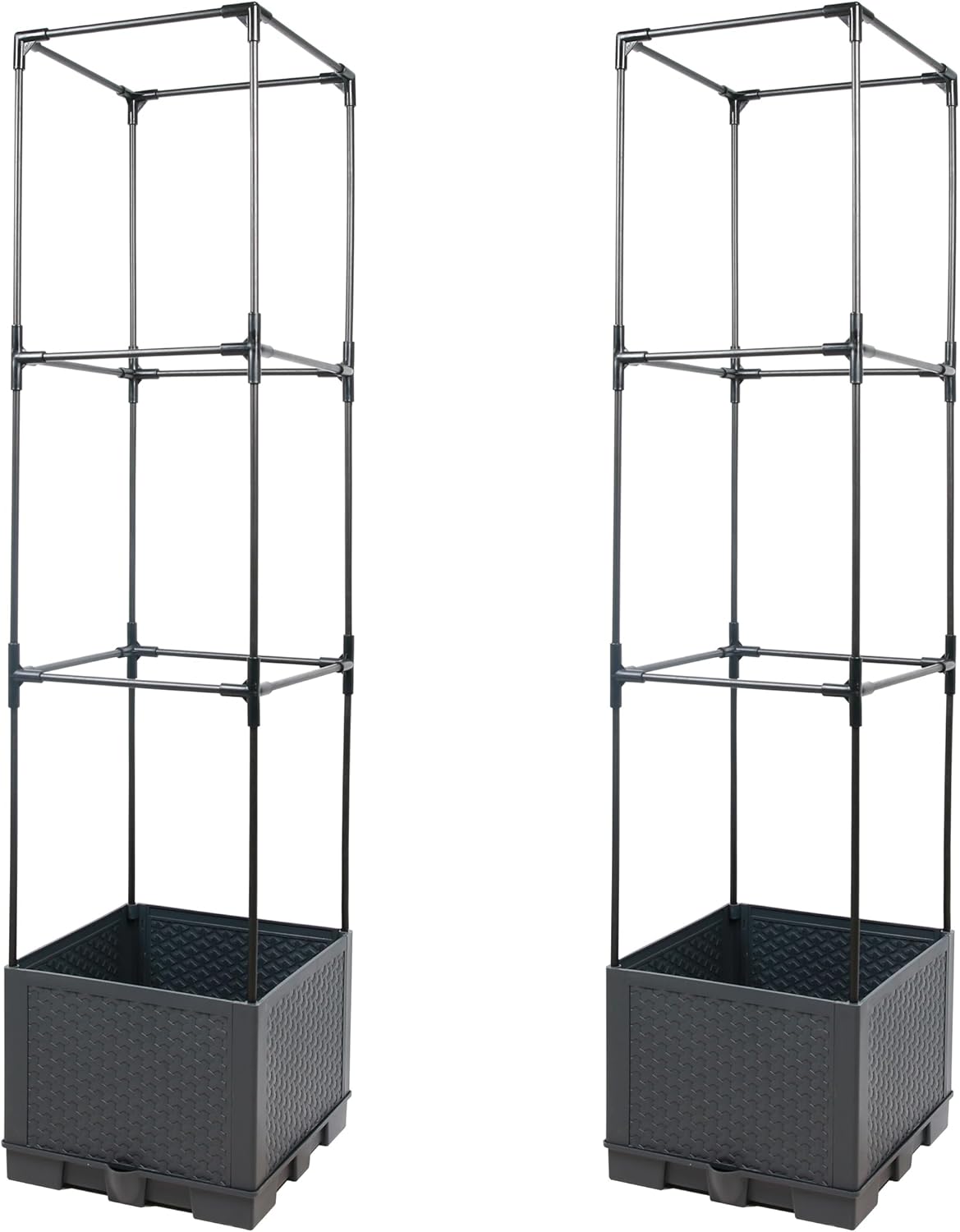 Sunnyglade 2 Pcs Raised Garden Bed Planter Box with Trellis, 44” Tomato Trellis Planter for Various