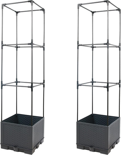 Sunnyglade 2 Pcs Raised Garden Bed Planter Box with Trellis, 44” Tomato Trellis Planter for Various