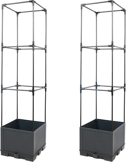 Sunnyglade 2 Pcs Raised Garden Bed Planter Box with Trellis, 44” Tomato Trellis Planter for Various