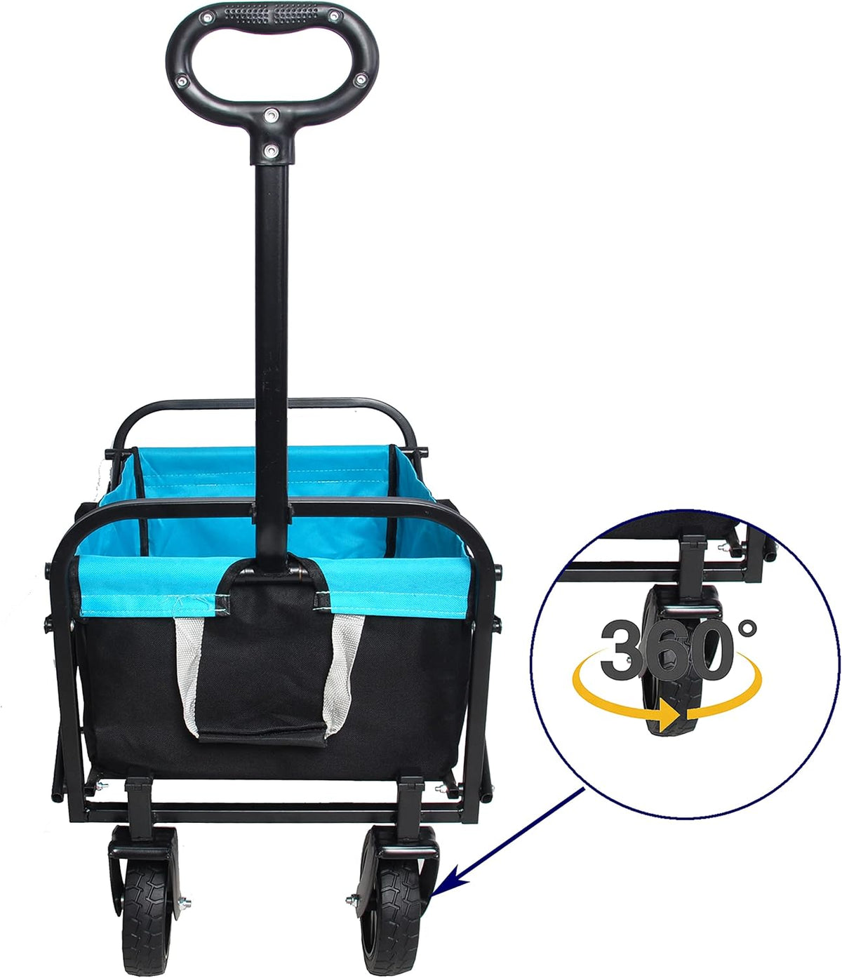 Folding cart That Does not Need to be Assembled Station Wagon, Grocery cart (Black+Blue Mini cart)